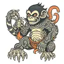 Fire monkey tattoo design idea