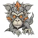 Fire monkey tattoo design idea
