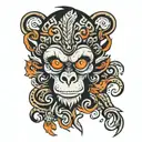Fire monkey tattoo design idea