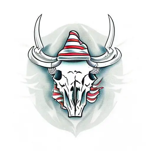 bull skull with rifles tattoo design idea