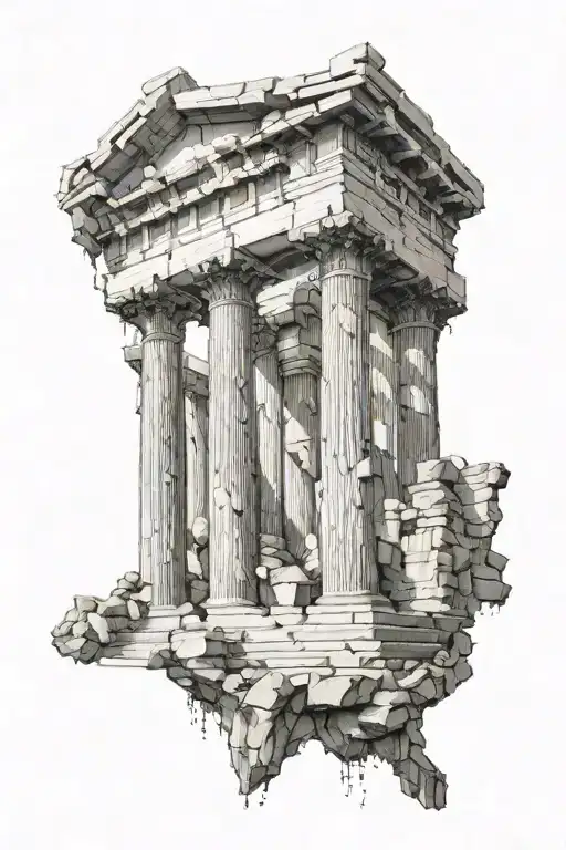 greek temple ruins hidden tattoo design idea