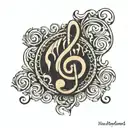 bass clef in def leppard font tattoo design idea