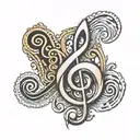 bass clef in def leppard font tattoo design idea