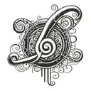 bass clef in def leppard font tattoo design idea