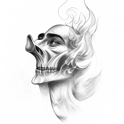 smoke background with flames and blackout around arm tattoo design idea