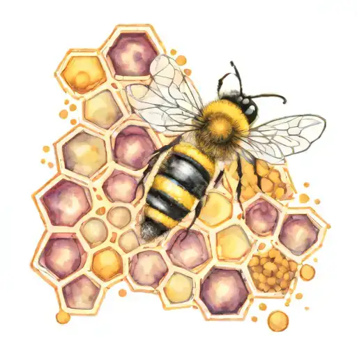 zentangle bee honey comb tattoo design idea