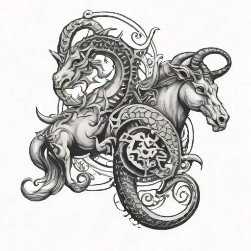 Capricorn and Pisces combined tattoo design idea