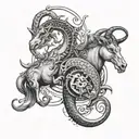 Capricorn and Pisces combined tattoo design idea
