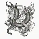 Capricorn and Pisces combined tattoo design idea