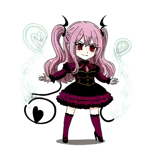 silueta mujer demonio corazon roto tattoo design idea