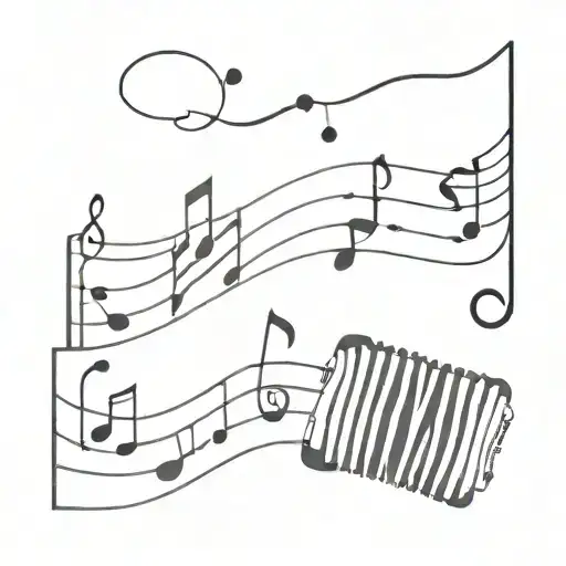 accordion with musical notes floating tattoo design idea