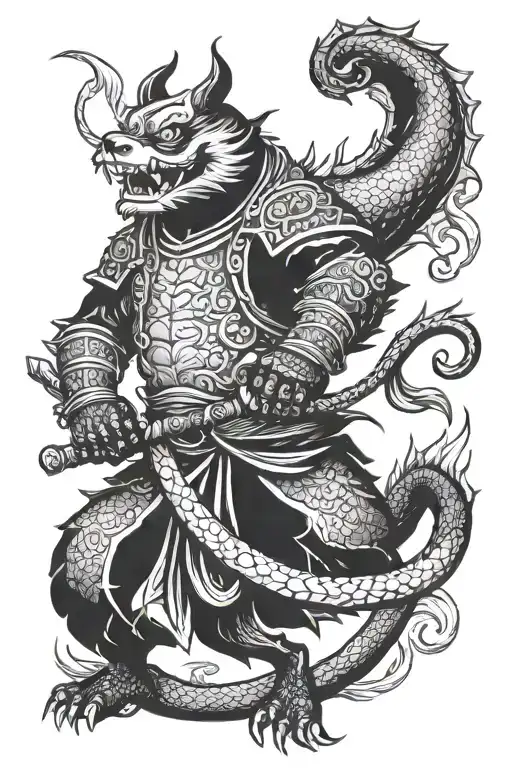 Kun foo panda as the dragon warrior wielding tattoo design idea