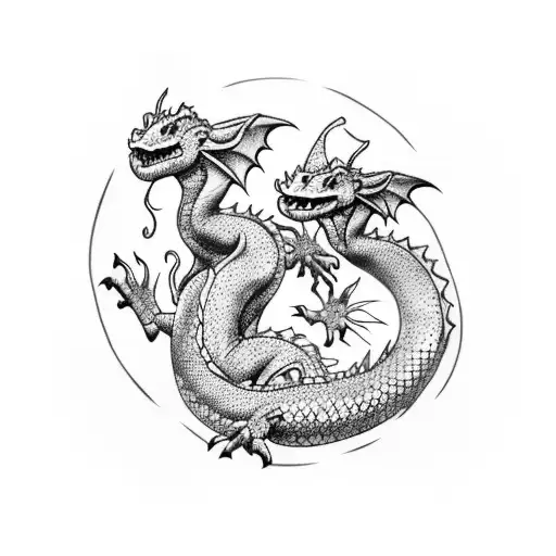 five little dragons  tattoo design idea