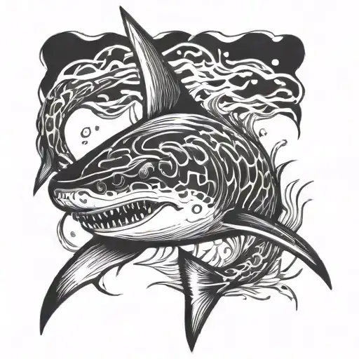 inferno shark emerging tattoo design idea