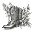 cowboy boots and wild flowers tattoo design idea