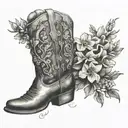 cowboy boots and wild flowers tattoo design idea