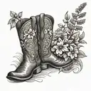 cowboy boots and wild flowers tattoo design idea