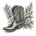 cowboy boots and wild flowers tattoo design idea