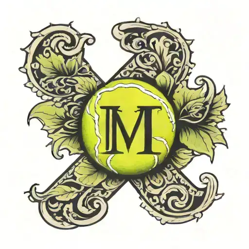 tennis ball with the initials JVT underneath tattoo design idea
