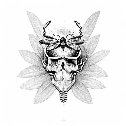 Insect with skull tattoo design idea