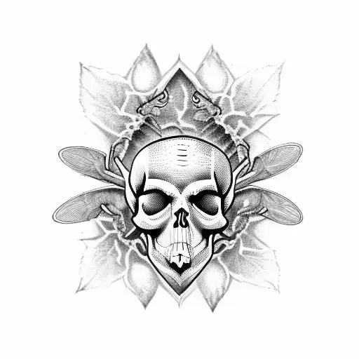 Insect with skull tattoo design idea