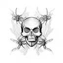 Insect with skull tattoo design idea
