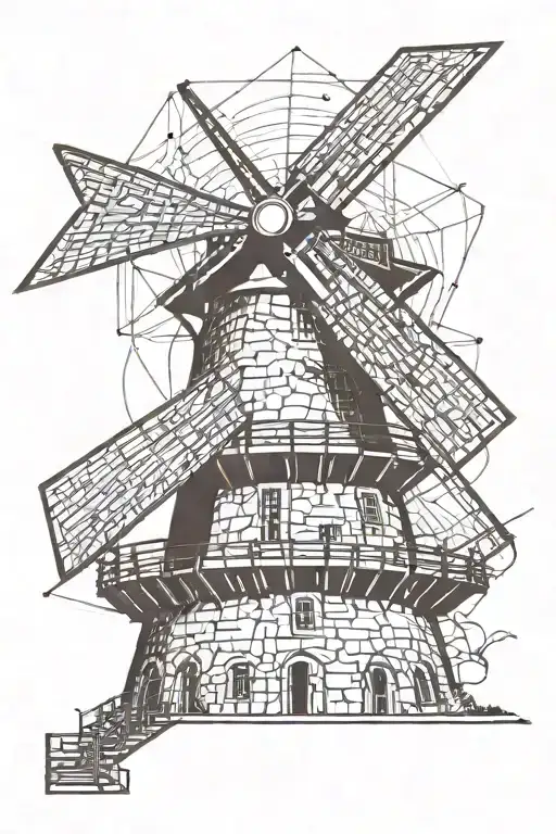 windmill dutch style tattoo design idea