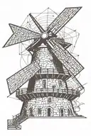 windmill dutch style tattoo design idea