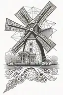 windmill dutch style tattoo design idea
