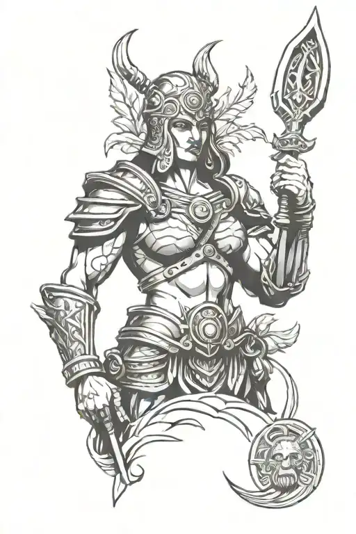 ares god of war feminine  tattoo design idea