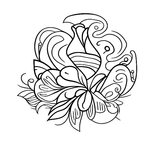  flower with the letters "F" "M"  in it.  tattoo design idea