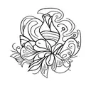 flower with the letters "F" "M"  in it.  tattoo design idea