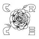  flower with the letters "F" "M"  in it.  tattoo design idea