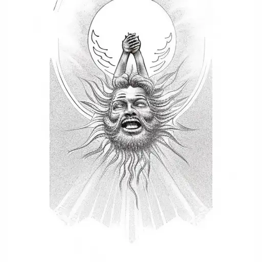Icarus falling with sun in the background  tattoo design idea