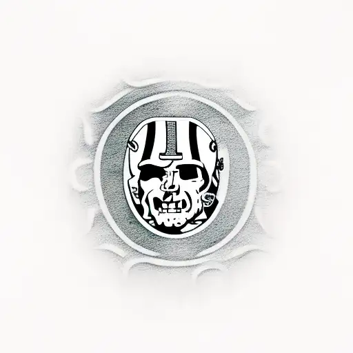 raiders football logo with pirate girl and dice tattoo design idea