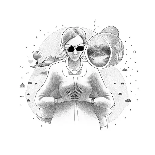 mothers love for son and jet plane combined tattoo design idea