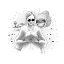 mothers love for son and jet plane combined tattoo design idea