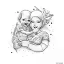 mothers love for son and jet plane combined tattoo design idea