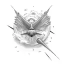 mothers love for son and jet plane combined tattoo design idea