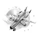 mothers love for son and jet plane combined tattoo design idea
