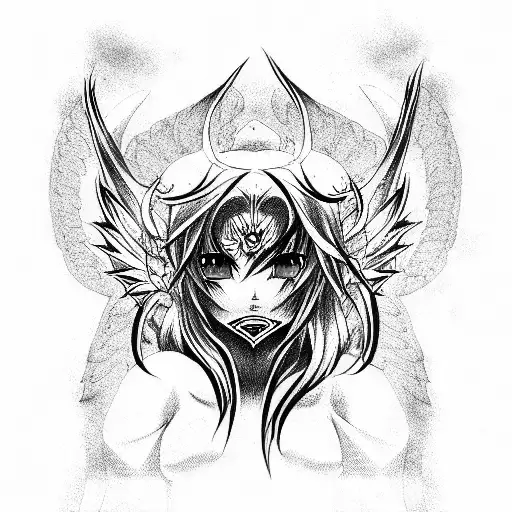 anime black demon angel tattoo design idea