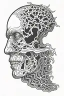 hooded figure brain inside tattoo design idea