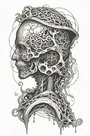 hooded figure brain inside tattoo design idea