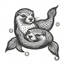 alchemy, two otters swimming tattoo design idea