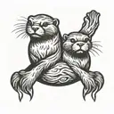 alchemy, two otters swimming tattoo design idea