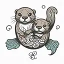 alchemy, two otters swimming tattoo design idea