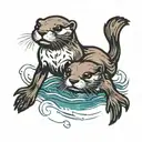 alchemy, two otters swimming tattoo design idea