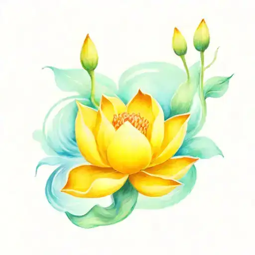 pike with surrounding a lotus flower in a slow moving river tattoo design idea