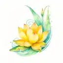 pike with surrounding a lotus flower in a slow moving river tattoo design idea