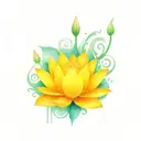 pike with surrounding a lotus flower in a slow moving river tattoo design idea